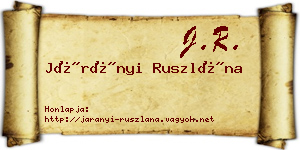 Járányi Ruszlána névjegykártya